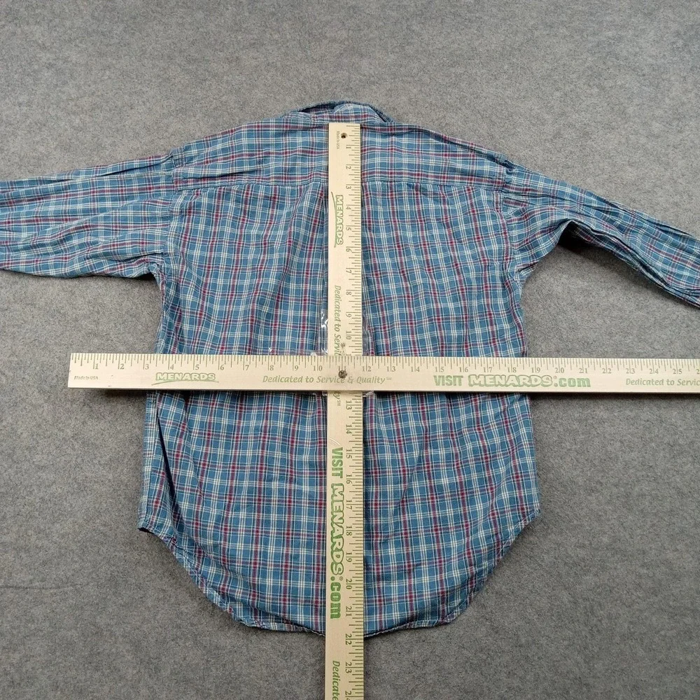 Ralph Lauren Shirt Boys Medium Blue Plaid Button Front Long Sleeve Cotton Casual